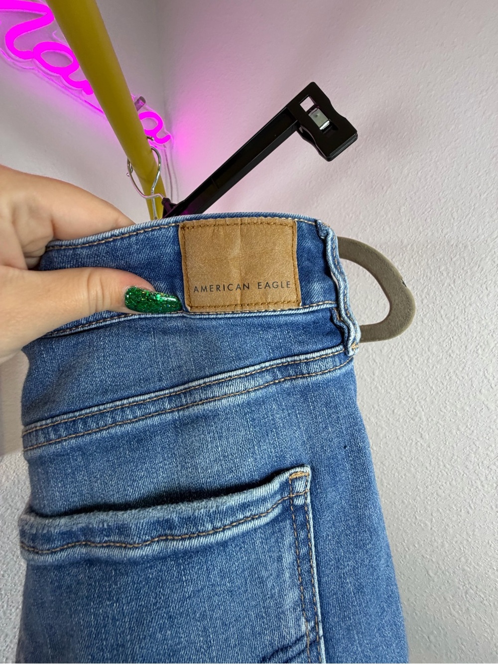 American Eagle Outfitters Women's Ripped Skinny Jeans - Blue - Size 12 - Fuzzies - Picture 5 of 8